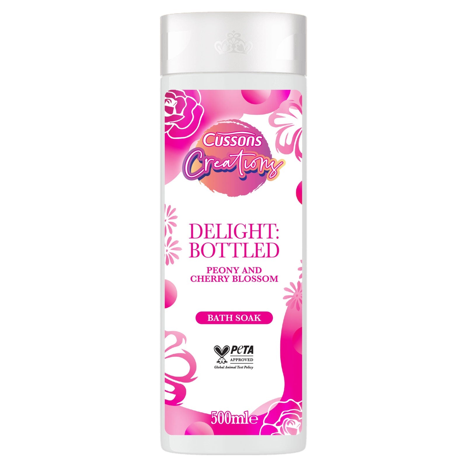 Buy Cussons Creations Delight Bottled Peony & Cherry Blossom Bath Soak 500ml - Premium Quality Toiletries Online - Product Image Buy Cussons Creations Delight Bottled Peony & Cherry Blossom Bath Soak 500ml - Premium Quality Toiletries Online - Product Image